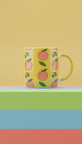 Sunbeam Yellow fruit motif ceramic mug