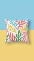 Coral Joy illustrated throw pillow